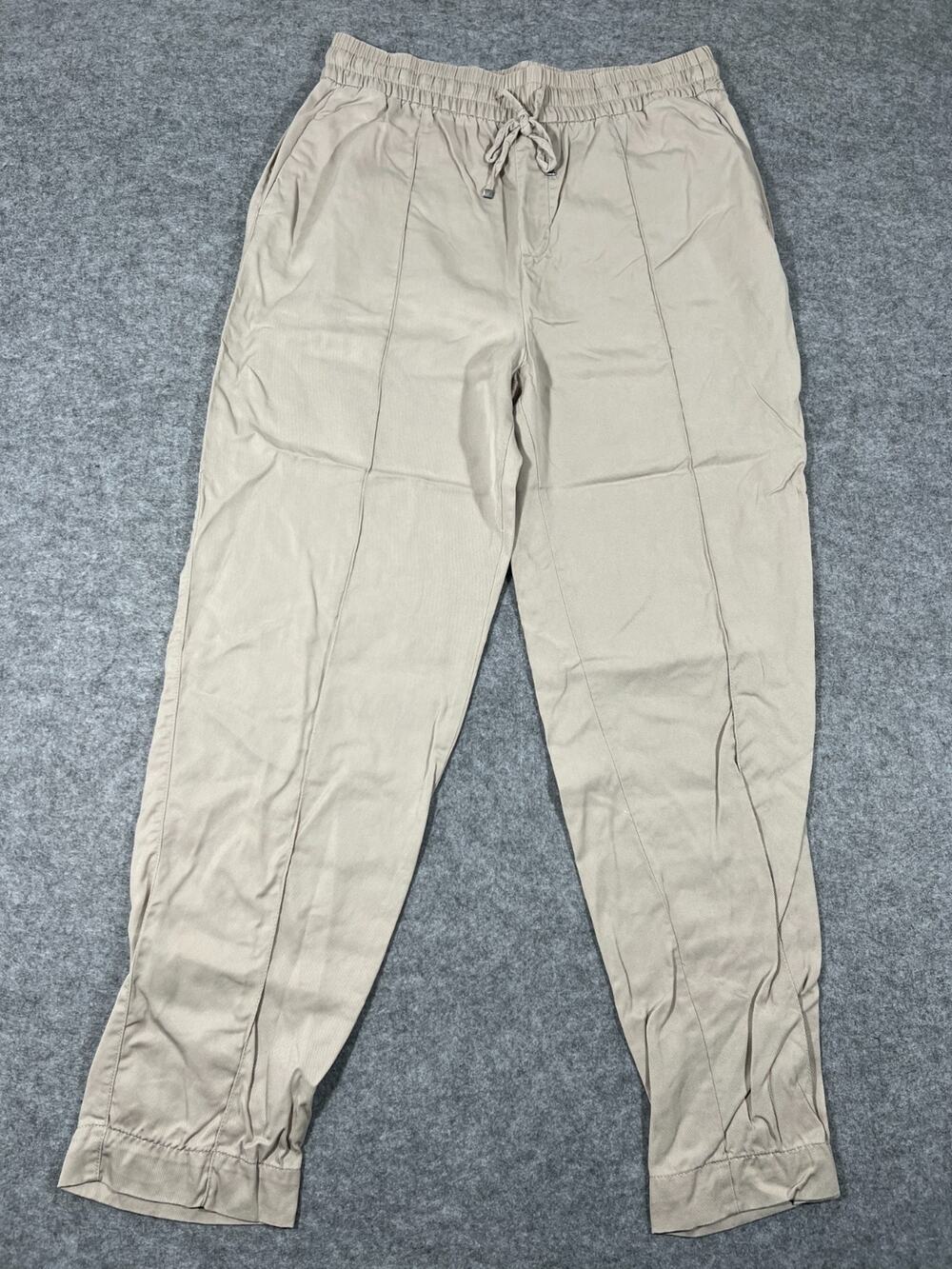 Gap Ankle Pants Womens 8 Beige Tencel Straight Leg Drawstring Streetwear Casual